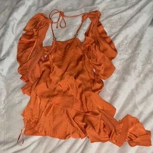 NWT Zara Orange Low back Blouse XS